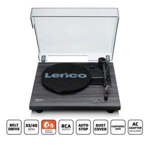 Lenco LS-10BK levysoitin sisäänrakennetuilla kaiuttimilla