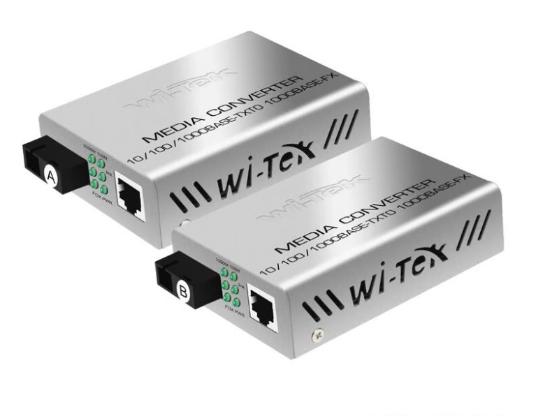 Wi-Tek WI-MC101G TX/RX-pari SM-kuitu - RJ45 10/100/1000Base-T -mediamuunninpari